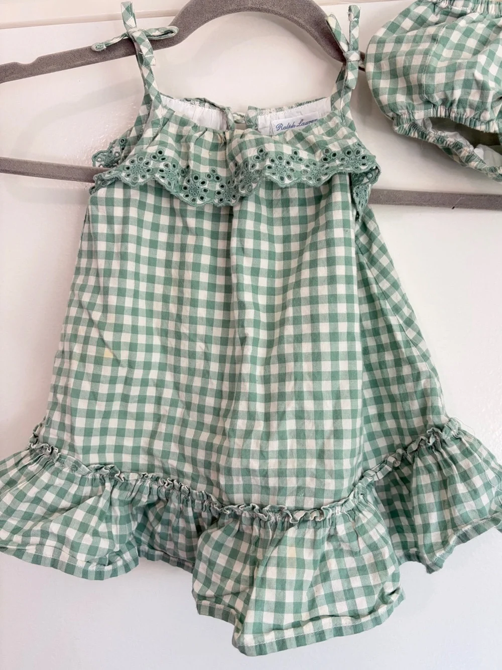 Ralph Lauren Green Gingham dress with bloomers